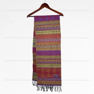 Softer Than Cashmere Scarf 12 x 67 Multicolor Geometric Acrylic Fringe